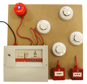 One of the practical exercises on the fire alarms course - assembling a simple 2-zone system