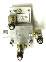 One of the piloted check valves used on the hydraulics training course