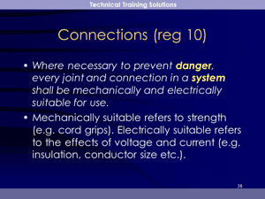 This is one of the Slides used for the Electricity at Work Regulations course, explaining what the EAW Regulations mean by working live