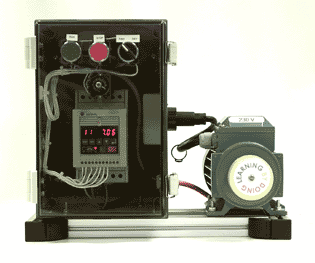 This is one of the training rigs used on the ac inverter drives training course: a real industrial drive connected to a real 3-phase motor so that candidates can explore the effects of changing parameters on the drive