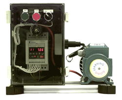 The Allen Bradley training rig used on the ac inverter drives training course: a real industrial drive connected to a real 3-phase motor so that candidates can explore the effects of changing parameters on the Allen Bradley drive