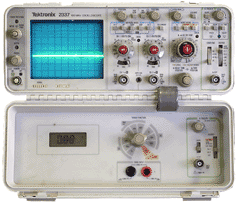 Candidates on the electronics training course learn how to use oscilloscopes properly. This is one of our analogue scopes.