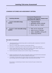 This is the stated assessment criteria for the solar renewable energy training course