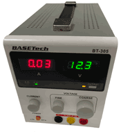 Candidates on the electronic fault finding training course learn how to use bench power supply units properly. This is one of our bench PSUs.