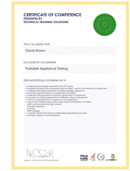 Certificate used for the programmable logic controllers course: Contact us for information about certificates issued for other courses