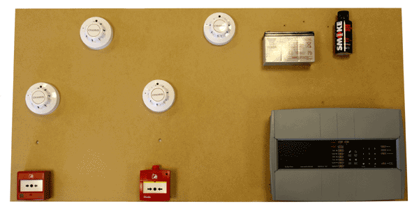 One of the practical exercises on the fire alarms course - building a complex panel