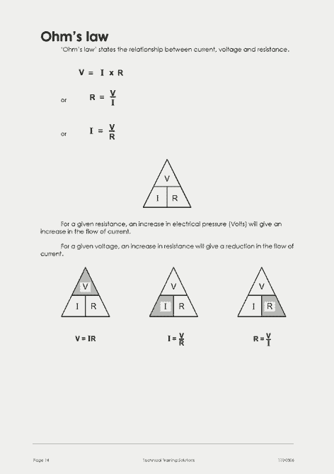 This is page 14 from book 1 of the course notes for the electrical maintenance skills training course
