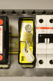 This is one of the practical exercises on the Electrical Building Services course  - isolation using fuse holder locking mechanisms