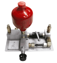 One of the hydraulic accumulator blocks used on the hydraulic training courses