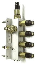 One of the manifold blocks used on the hydraulics training course
