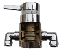 One of the sectioned components used on the maintenance of plumbing systems course - a thermostatic mixer valve
