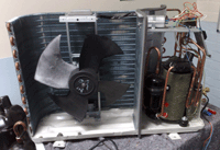 This is the 'outdoor' part of one of our air conditioning systems, used on the course, with the covers removed