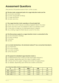 Part of the assessment paper for the Industrial Electrical Maintenance course