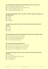 Part of the assessment paper for the Industrial Electrical Maintenance course