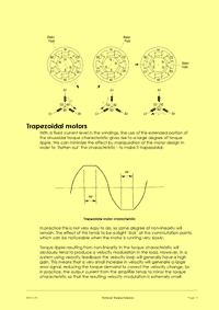 This is page 11 of the course notes for the servos course, showing how trapezoidal characteristics are designed into servomotors