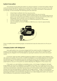 This is page 18 of the course notes for the air conditioning systems course, explaining how systems are evacuated
