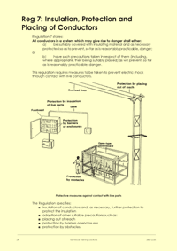 This is page 24 of the course notes for the Electricity at Work Regulations course, describing the various ways that the Regulations require prevention from electric shock to be achieved