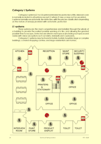This is page 24 of the course notes for the Fire Alarms course, describing the various categories of fire alarm system