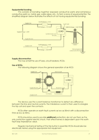 This is page 27 of the course notes for the Electricity at Work Regulations course, explaining the methods by which earthing is used to reduce or eliminate the effects of electric shock