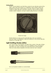 This is page 30 of the course notes for the electronics course, showing how LEDs and diodes should be tested