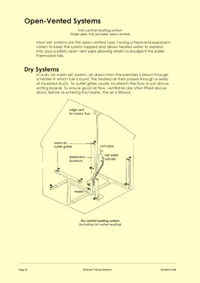 This is page 32 of the course notes for the maintenance of plumbing systems course, describing open-vented systems