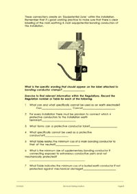 This is page 35 of the 18th edition IET Wiring regulations training course notes: getting the candidates to decide when and how earthing should be applied