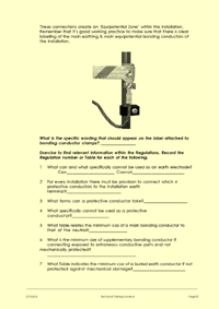 This is page 35 of the 17th edition IEE Wiring regulations training course notes: getting the candidates to decide when and how earthing should be applied
