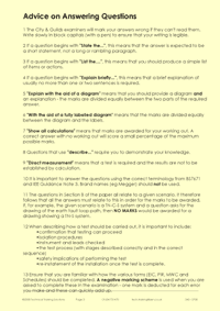 A page from the course notes used  for the inspection and testing (C&G 2391) training course - this one giving advice to candidates on how to answer the typical questions that they may encounter