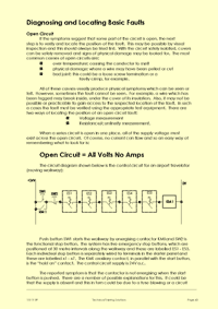 This is page 44 of part 2 of the electrical building services training course notes, describing fault-finding methods