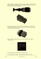 This is page 55 of the course notes for the electronics course, showing how ICs should be removed or inserted into IC sockets