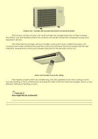 This is page 5 of the course notes for the air conditioning systems course, describing the main components parts of air conditioners