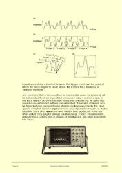 This is page 68 of the course notes for the electronics course, showing how oscilloscopes should be triggered properly