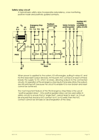 This is page 73 of the problem-solving for electricians training course notes: The important issues surrounding the use of safety relays in modern control panels are discussed and candidates learn about the typical faults that they develop, how to reset them etc.
