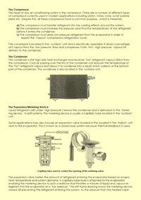 This is page 7 of the course notes for the air conditioning systems course, showing the component parts of air conditioning systems