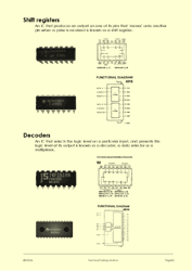 This is page 83 of the course notes for the electronics course, showing typical digital logic ICs like shift registers and decoders