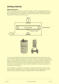 This is page 88 of week 3 of the course notes for the Electrical Building Services course, describing how fluorescent lamps operate