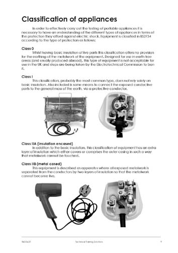 This is page 9 of the course notes provided on the portable appliance testing (pat) training course
