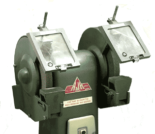 The pedestal grinder that candidates on the Abrasive Wheels training course inspect and make adjustments to.