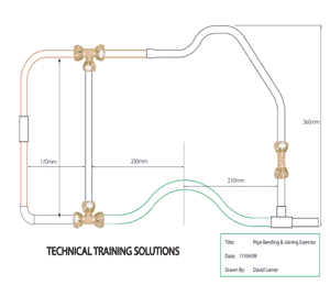 One of the drawings for the copper pipe exercise on the maintenance of plumbing systems course