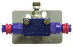 One of the restrictors which candidates interconnect in the practical exercises to form various useful systems on the pneumatics course