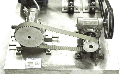 One of the practical rigs used on the mechanical skills course - this exercise used for candidates to practice the correct tensioning of timing drive belts
