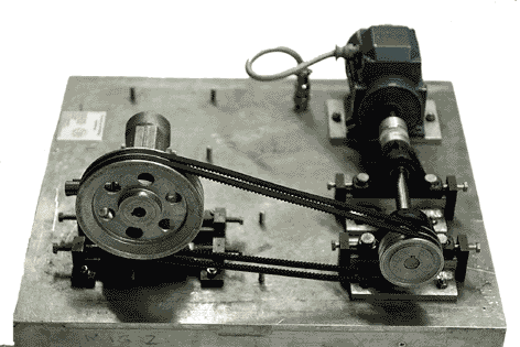 One of the practical rigs used on the mechanical skills course - this exercise used for candidates to practice the correct tensioning of Vee-drive belts