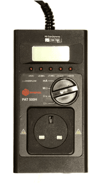 One of PASS/FAIL types of PAT testers used on the portable appliance testing training course