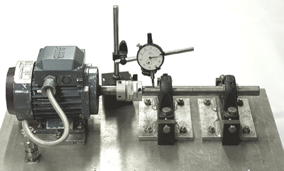 One of the practical rigs used on the mechanical skills course - this exercise used for candidates to practice the correct alignment of motor drive shafts in three dimensions, using dial test indicators to ensure accuracies within thousandths of an inch