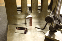 Candidates make a v-block on the engineering fitting skills course
