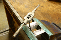 Candidates make a v-block on the engineering fitting skills course