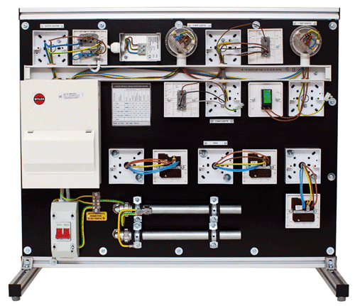 One of the simulated electrical installations used on the inspection and testing (C&G 2391) training course