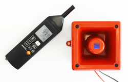 The practical exercise on measuring sounder output levels on the fire alarm system installation training course