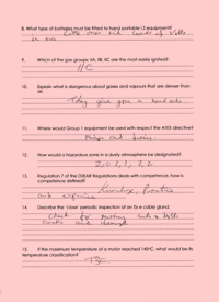 Candidates complete a written assessment on the ATEX training course