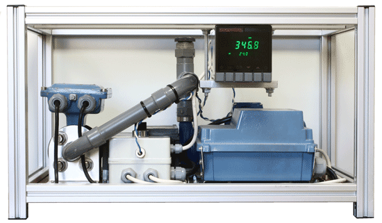 One of the flow rigs used on the 3 term PID controller tuning training course: This one uses an inverter drive controlling a variable speed electrical pump